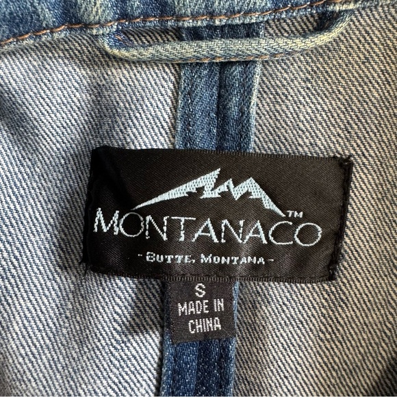 Montana Co Blue Denim Jean Jacket with Studded Details and Scalloped Bottom - Picture 10 of 12